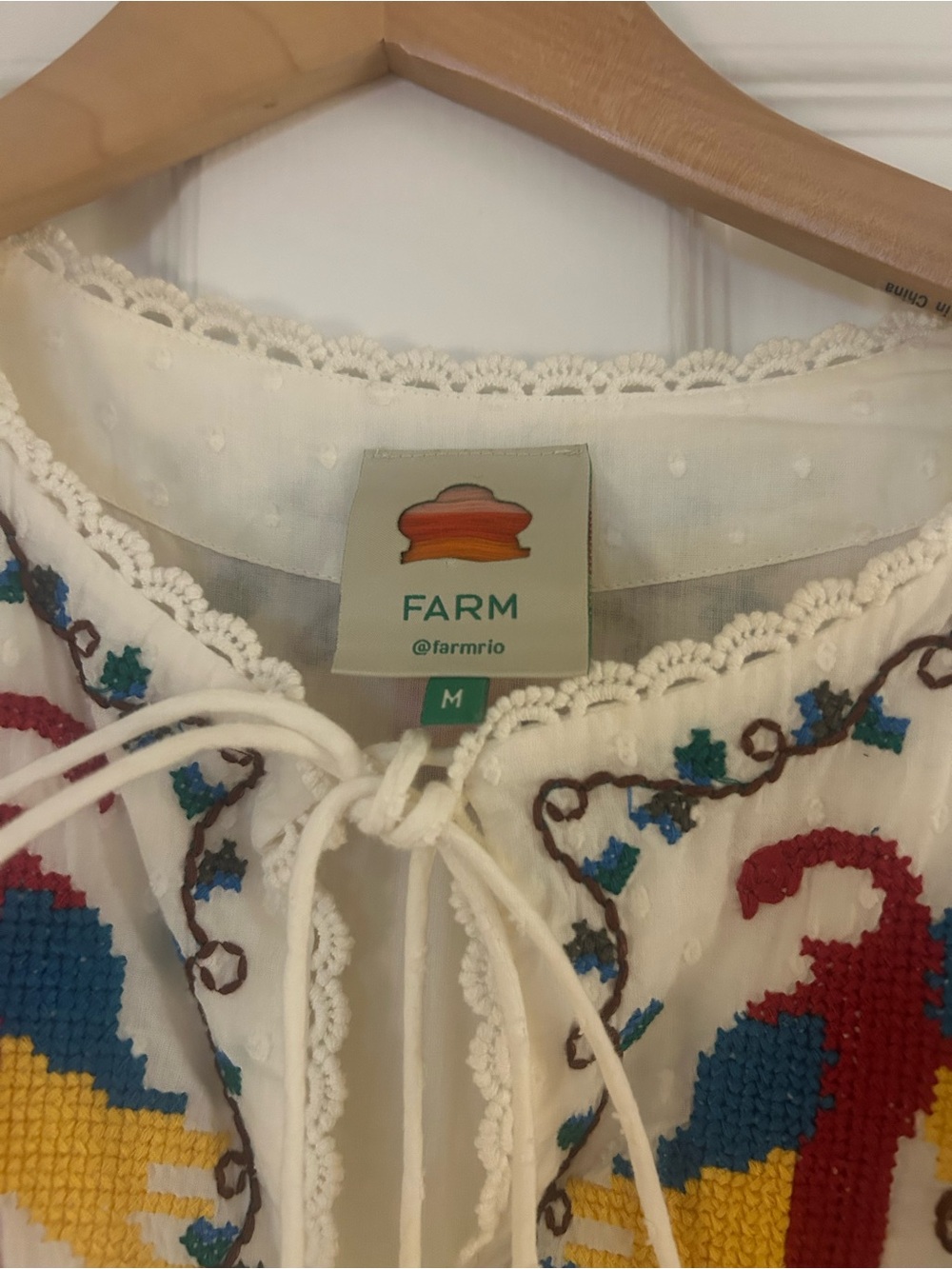 FARM Rio White Macaw Maxi Dress with Multicolor Floral & Pineapple Embroidery - Picture 4 of 16